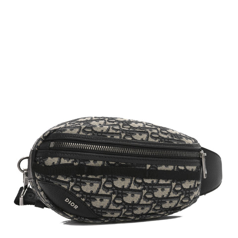 Grained Calfskin Oblique Scarab Sling Bag Blue Black