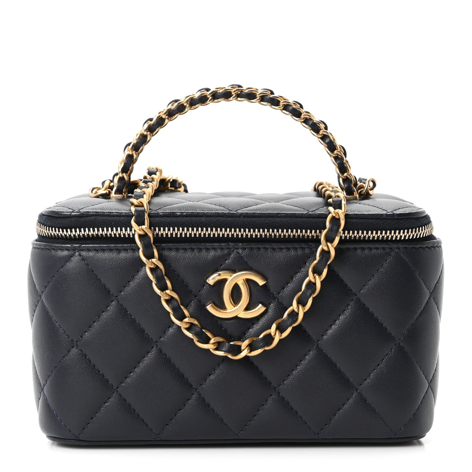 Chanel Lambskin Quilted Pick Me Up Vanity Case Navy 1 of 10