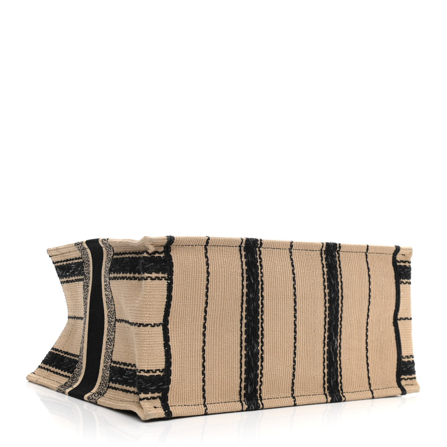 Canvas Embroidered Medium Bayadere Book Tote Black Beige