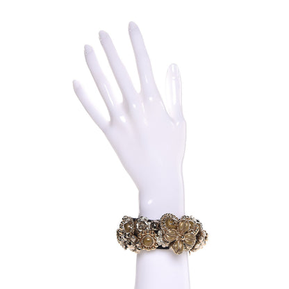 Chanel Gripoix Poured Glass Camellia Bracelet Gold 2 of 8