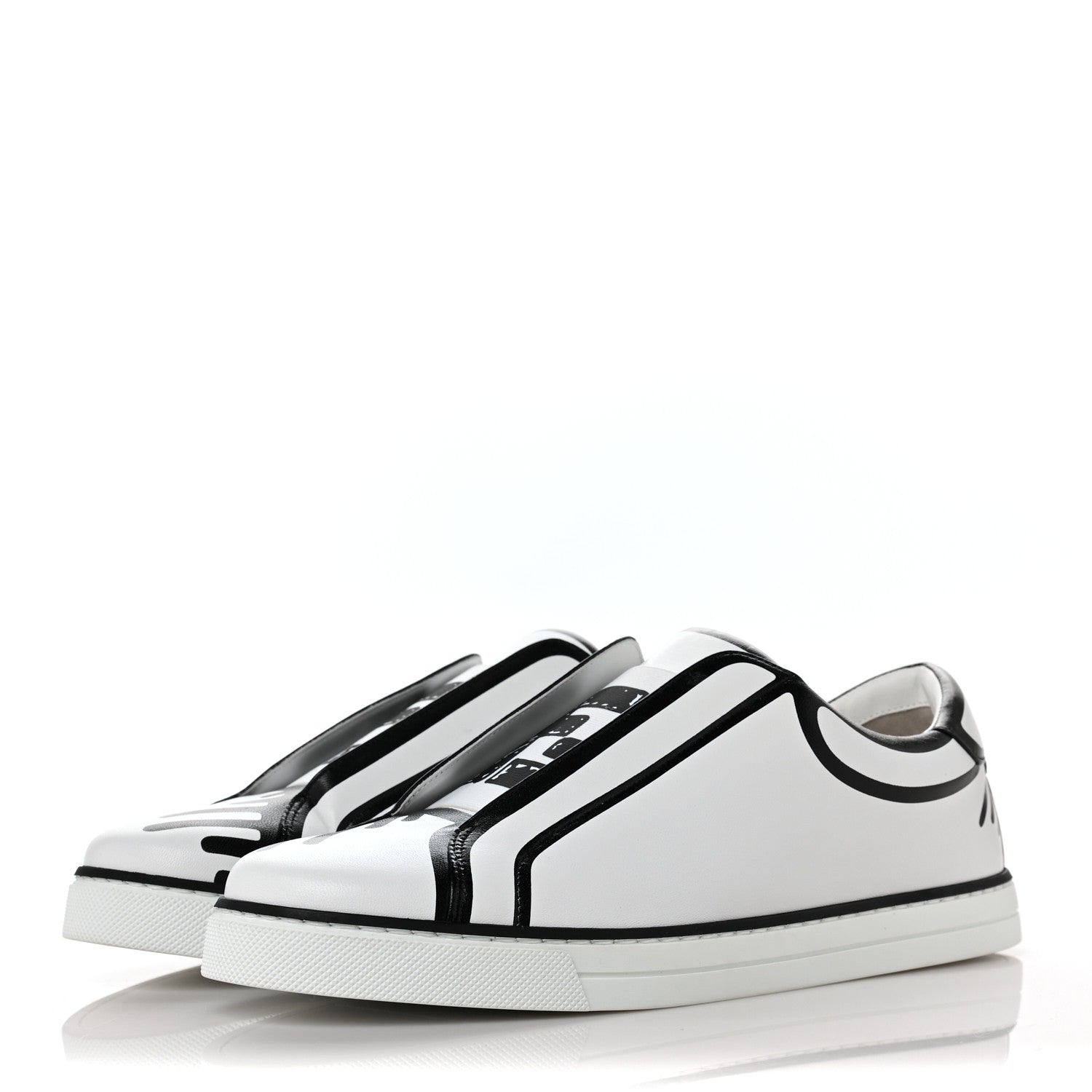 Fendi X JOSHUA VIDES Nappa Rockoclick Slip On Sneakers 38.5 Snow White Black 3 of 9