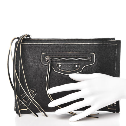 Balenciaga Supple Grained Calfskin Classic Silver Hardware Highlight Pouch Black 2 of 10