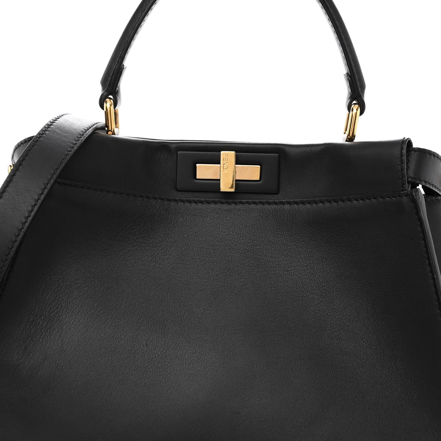 Fendi Vitello Seta Shiny Nappa Medium Peekaboo Iconic Satchel Black 8 of 10