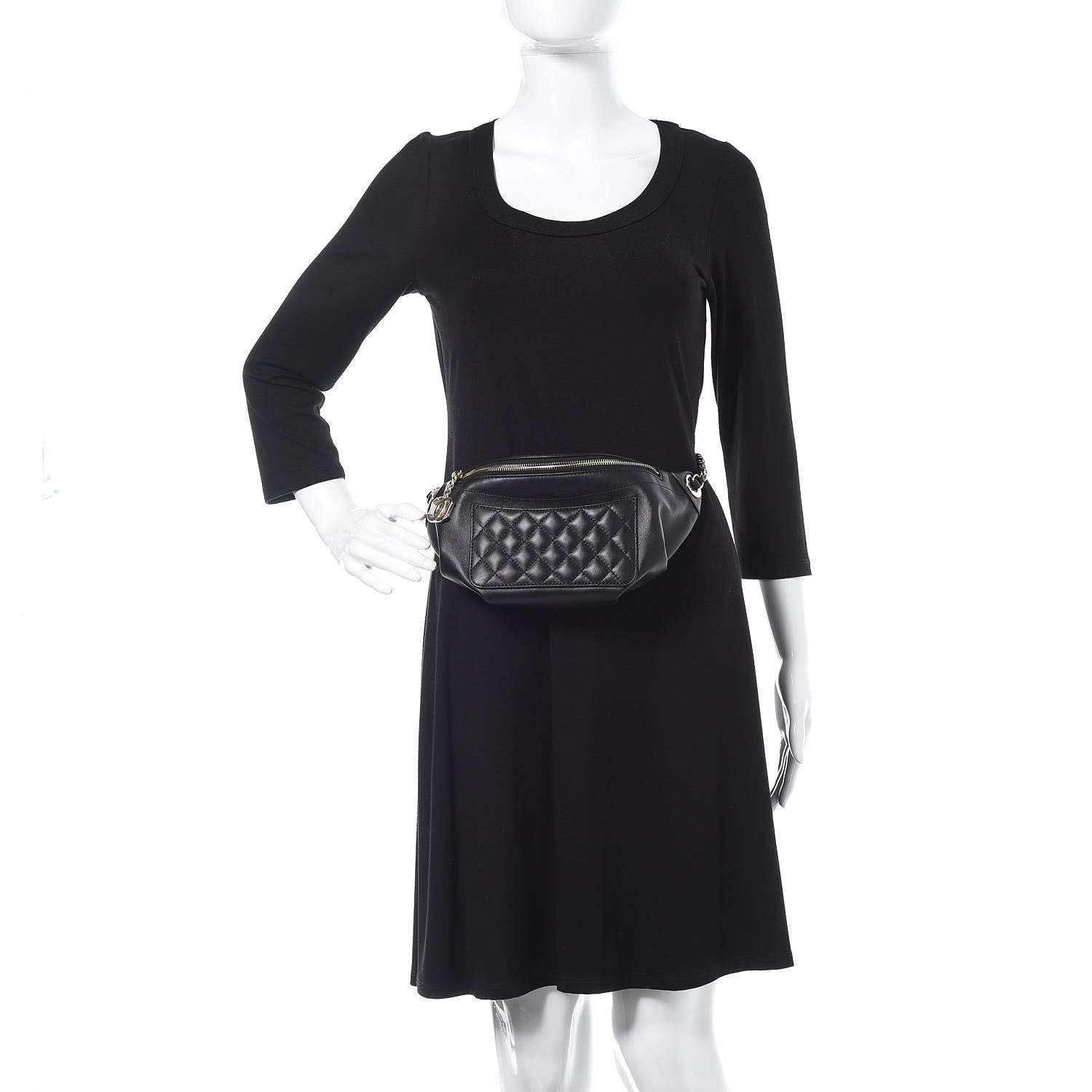 Chanel Lambskin Quilted Waist Bag Fanny Pack Black 2 of 10