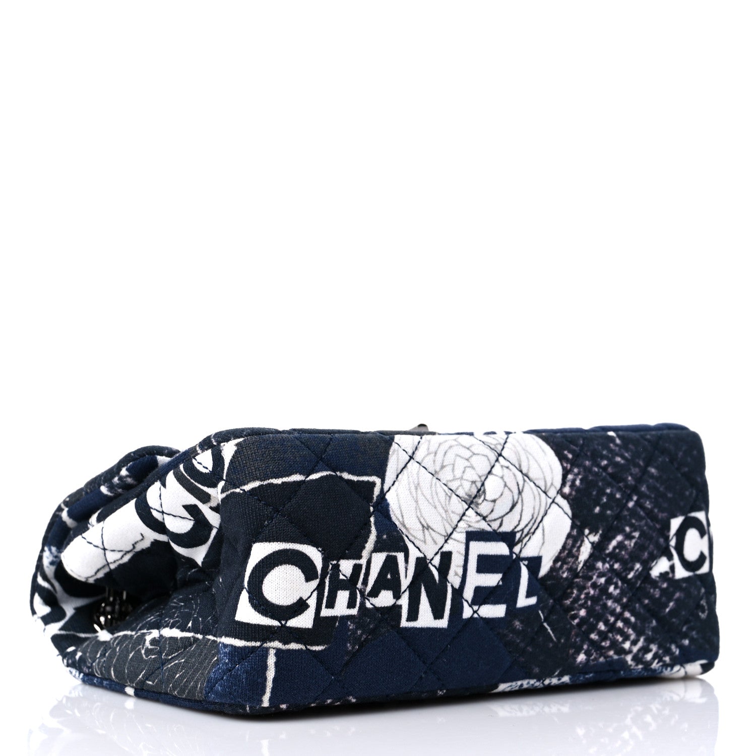 Chanel Jersey Quilted Camellia 2.55 Reissue Mini Flap Black White 3 of 9