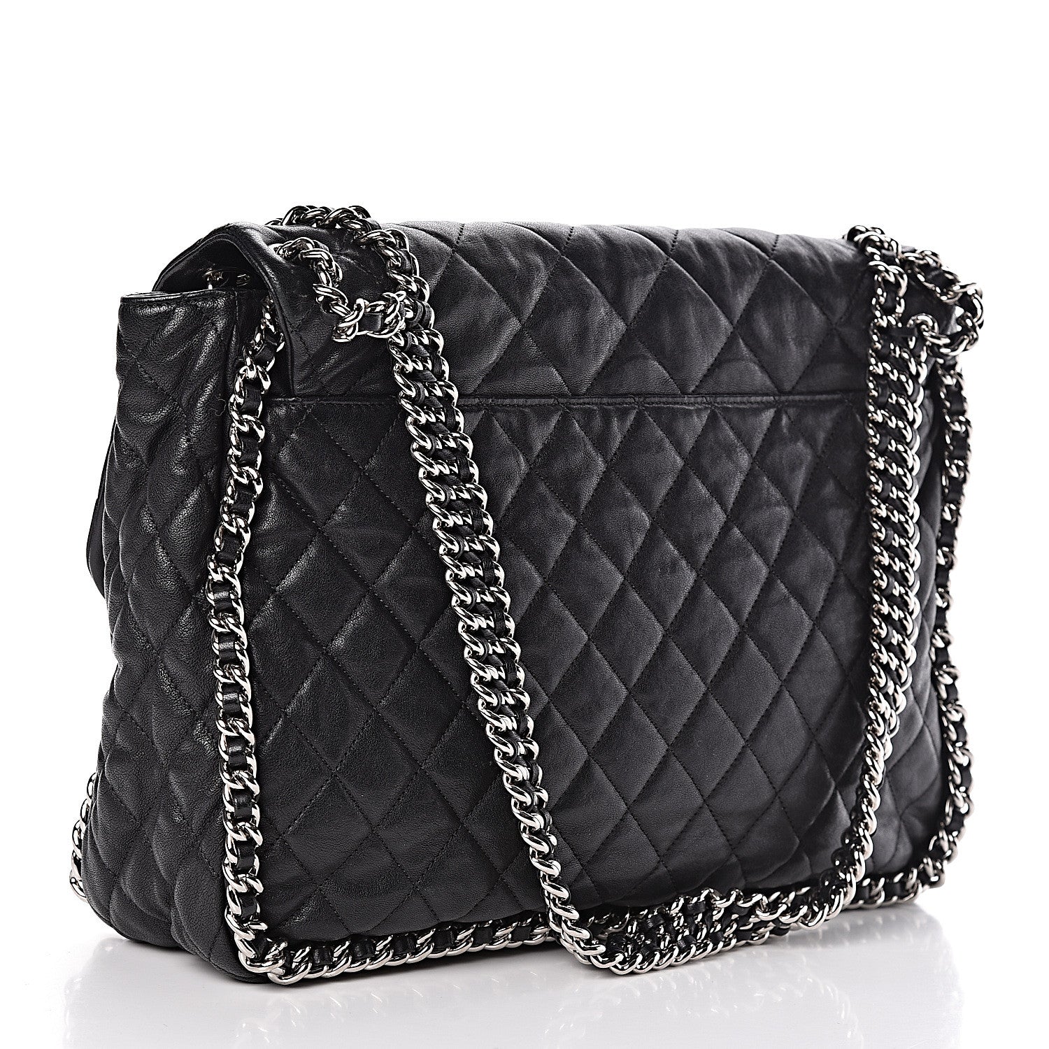 Chanel Washed Lambskin Quilted Maxi Chain Around Flap Black 3 of 15