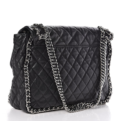 Chanel Washed Lambskin Quilted Maxi Chain Around Flap Black 3 of 15