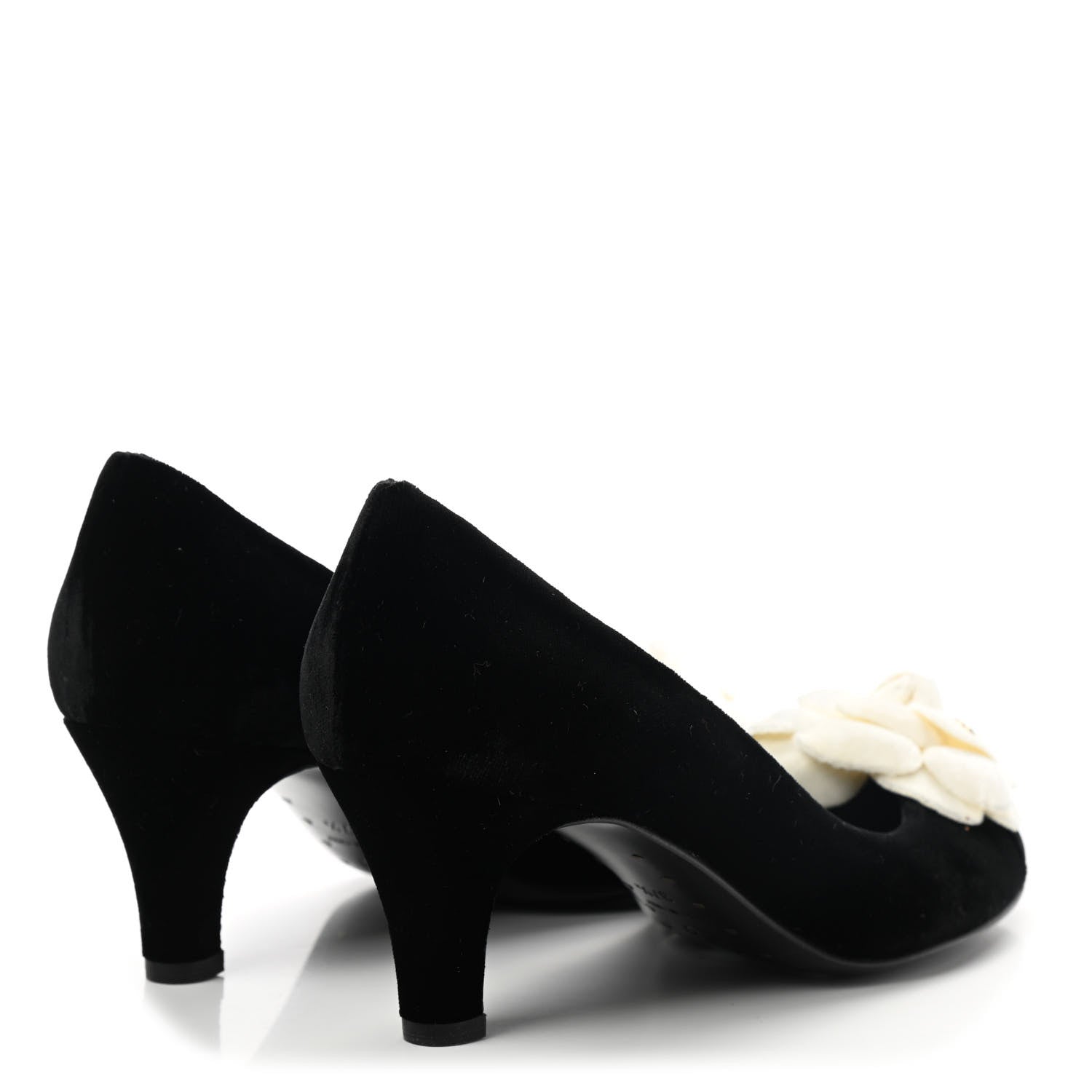 Chanel Velvet Camellia Pumps 37.5 Black 4 of 10