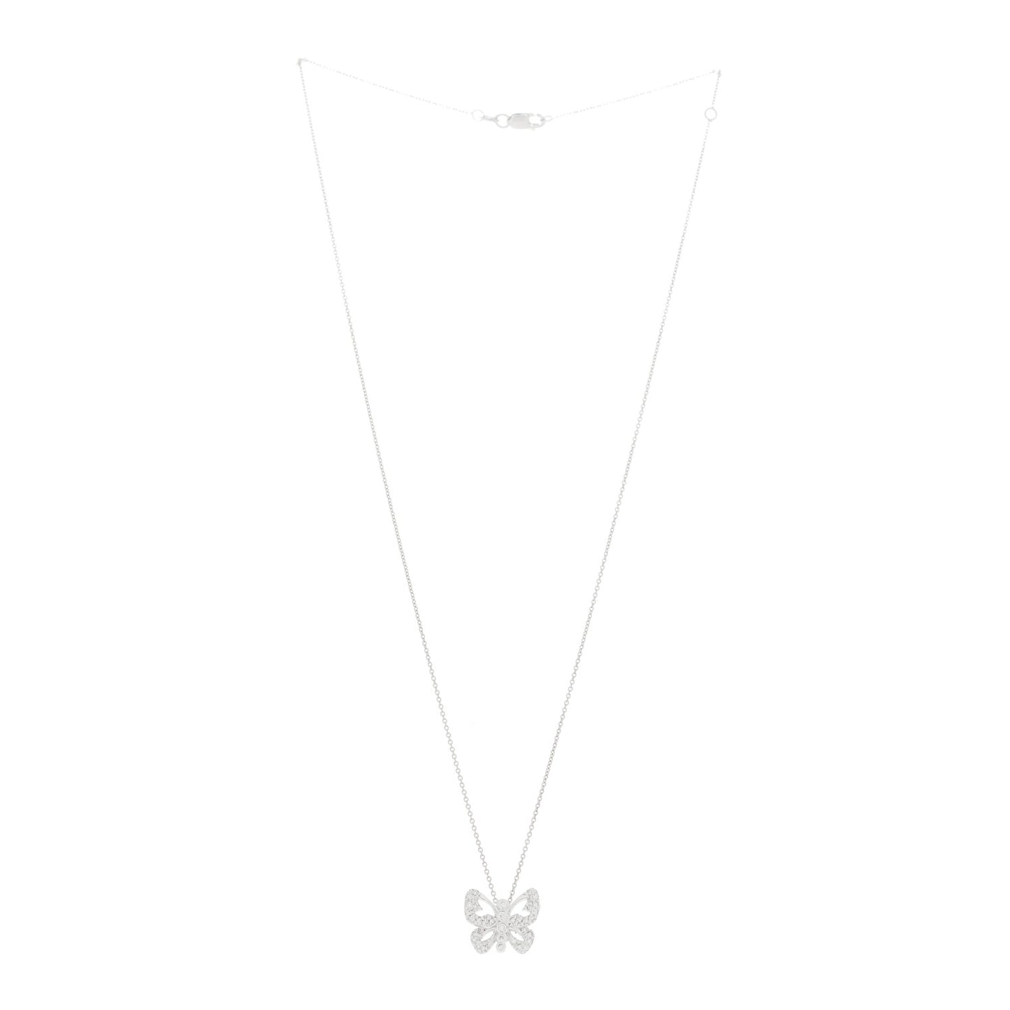 18K White Gold Diamond Butterfly Pendant Necklace