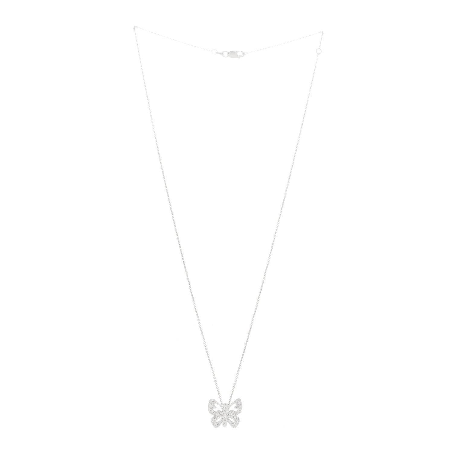 Roberto Coin 18K White Gold Diamond Butterfly Pendant Necklace 2 of 5