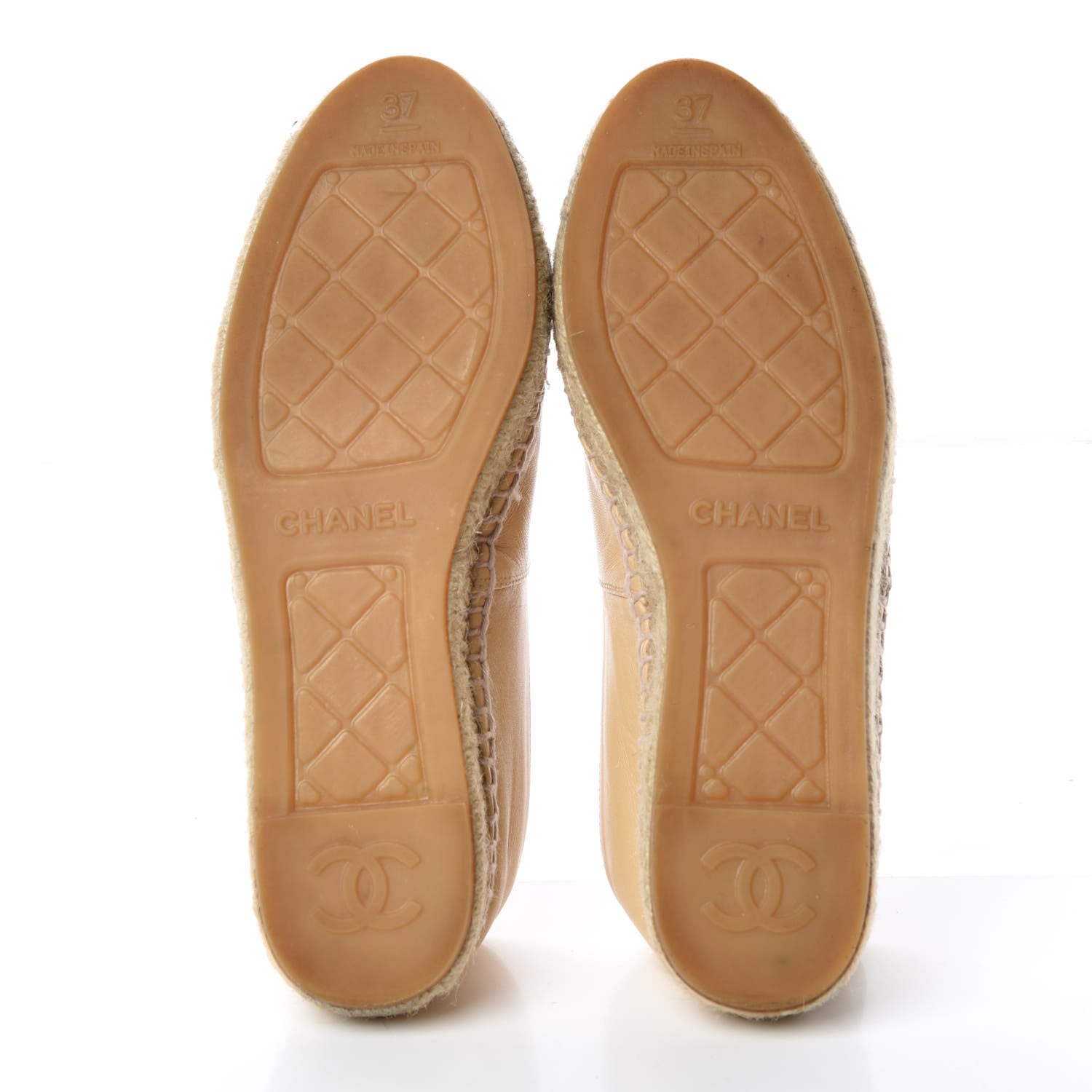 Chanel Lambskin CC Espadrilles 37 Beige Black 5 of 11