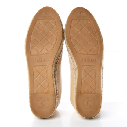 Chanel Lambskin CC Espadrilles 37 Beige Black 5 of 11