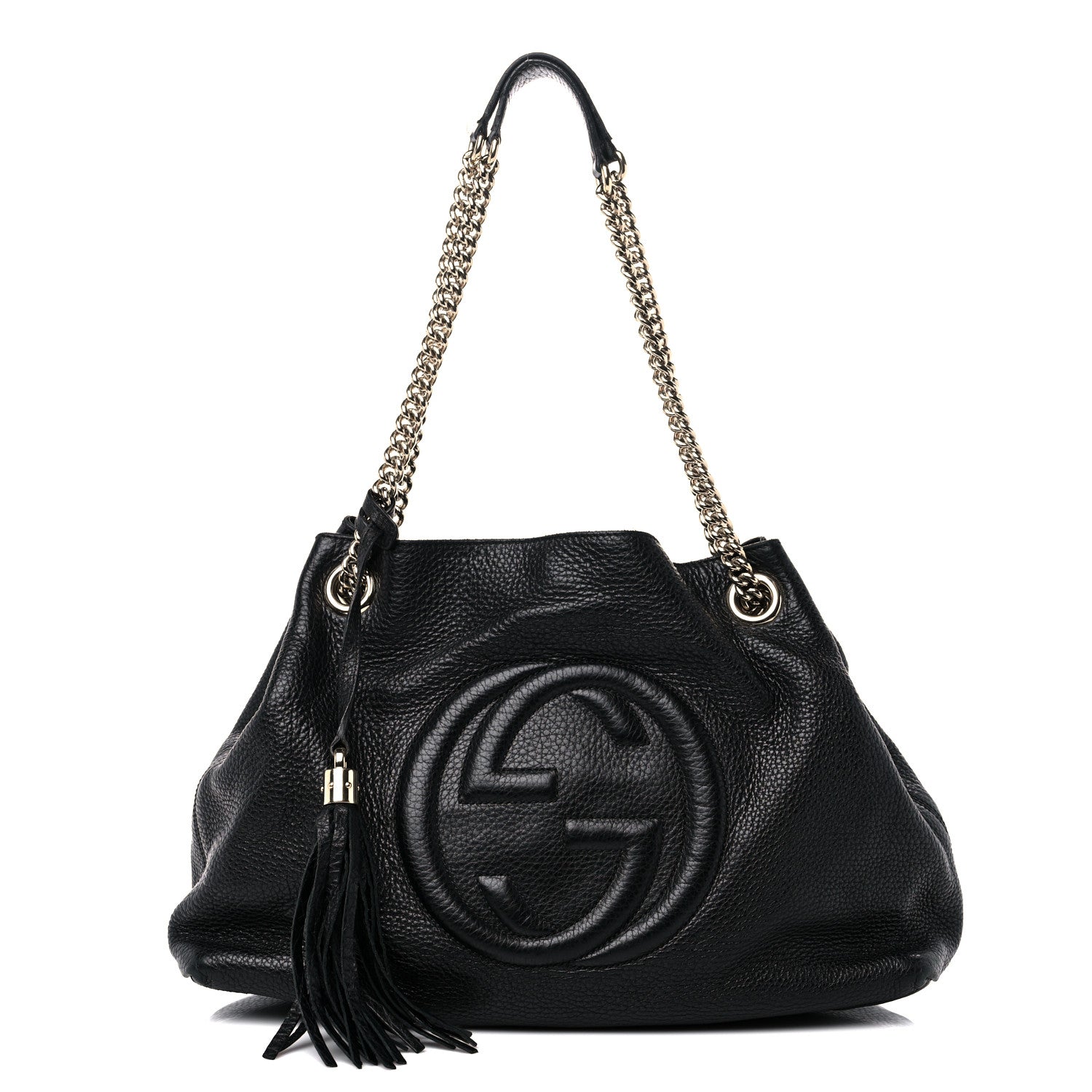 Gucci Pebbled Calfskin Medium Soho Chain Shoulder Bag Black 1 of 15
