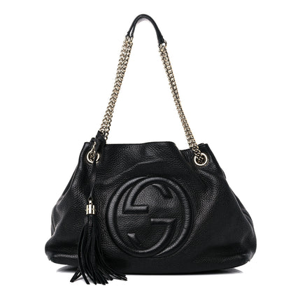 Gucci Pebbled Calfskin Medium Soho Chain Shoulder Bag Black 1 of 15