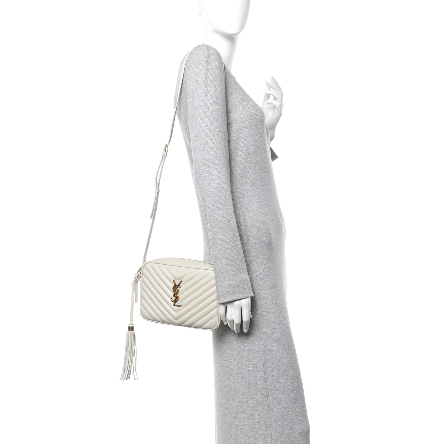 Saint Laurent Calfskin Matelasse Monogram Lou Camera Bag Crema Soft 2 of 12