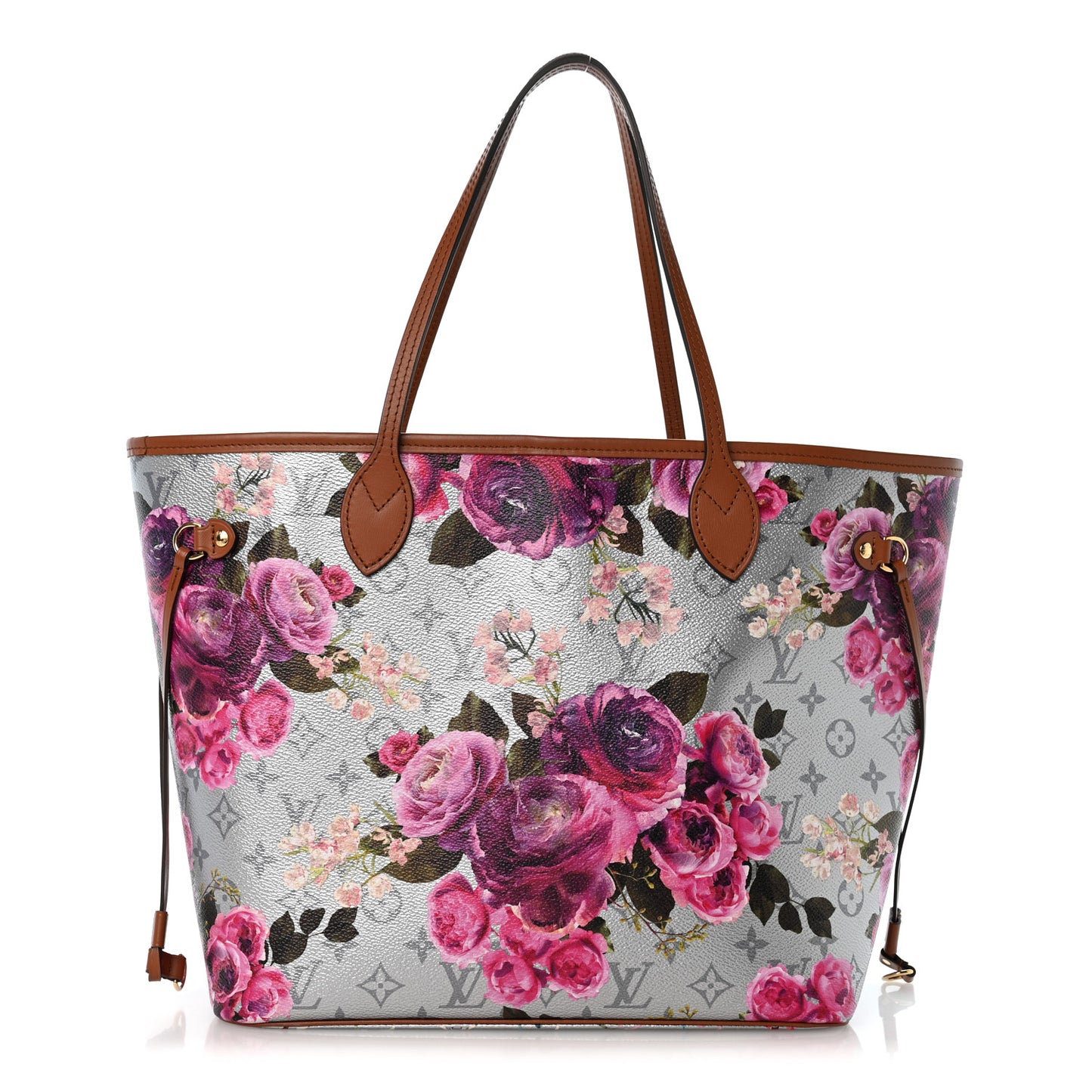 Metallic Monogram LV Garden Neverfull MM Silver