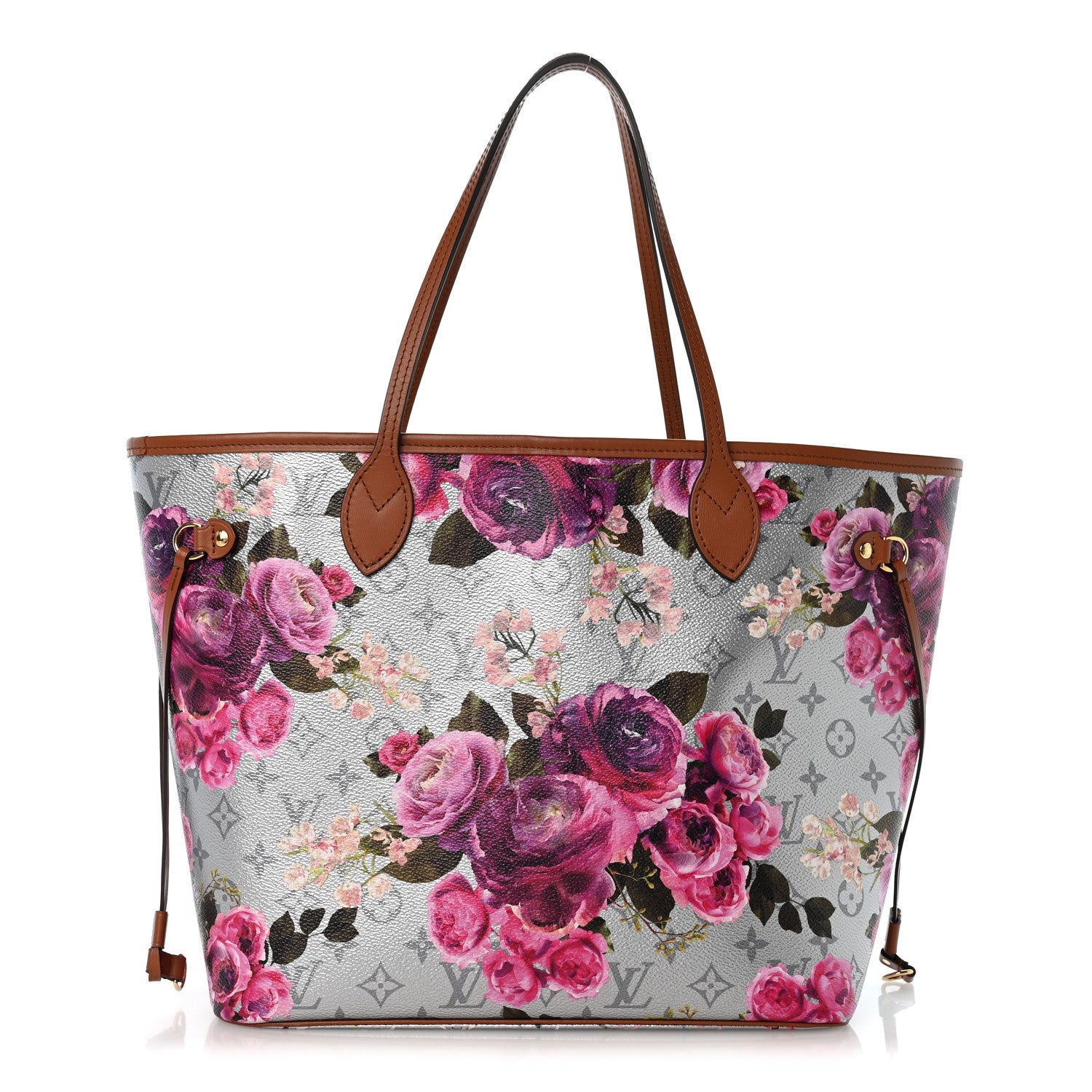 Louis Vuitton Metallic Monogram LV Garden Neverfull MM Silver 1 of 10
