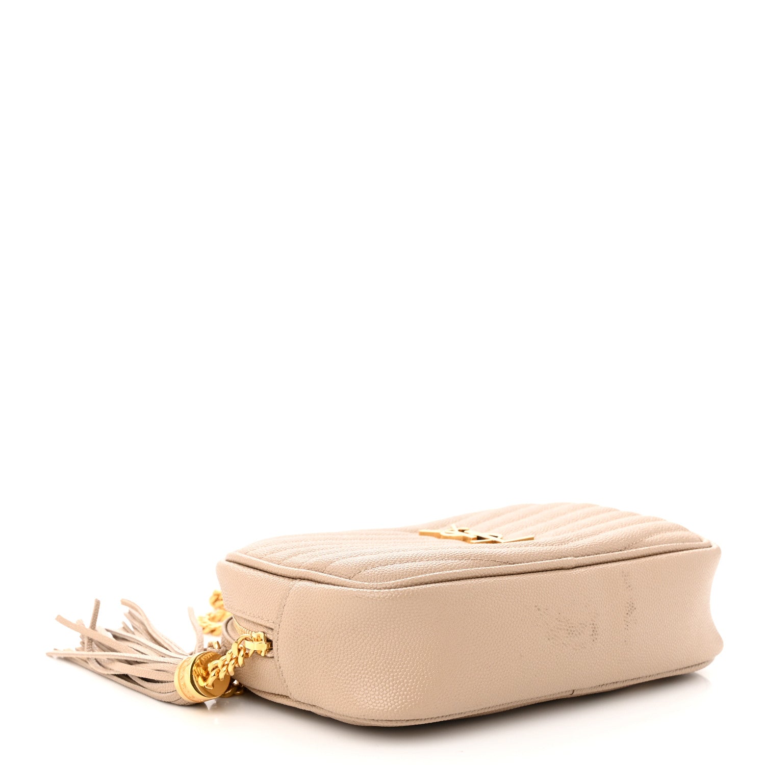 Saint Laurent Grain De Poudre Matelasse Monogram Mini Lou Camera Bag Dark Beige 4 of 12