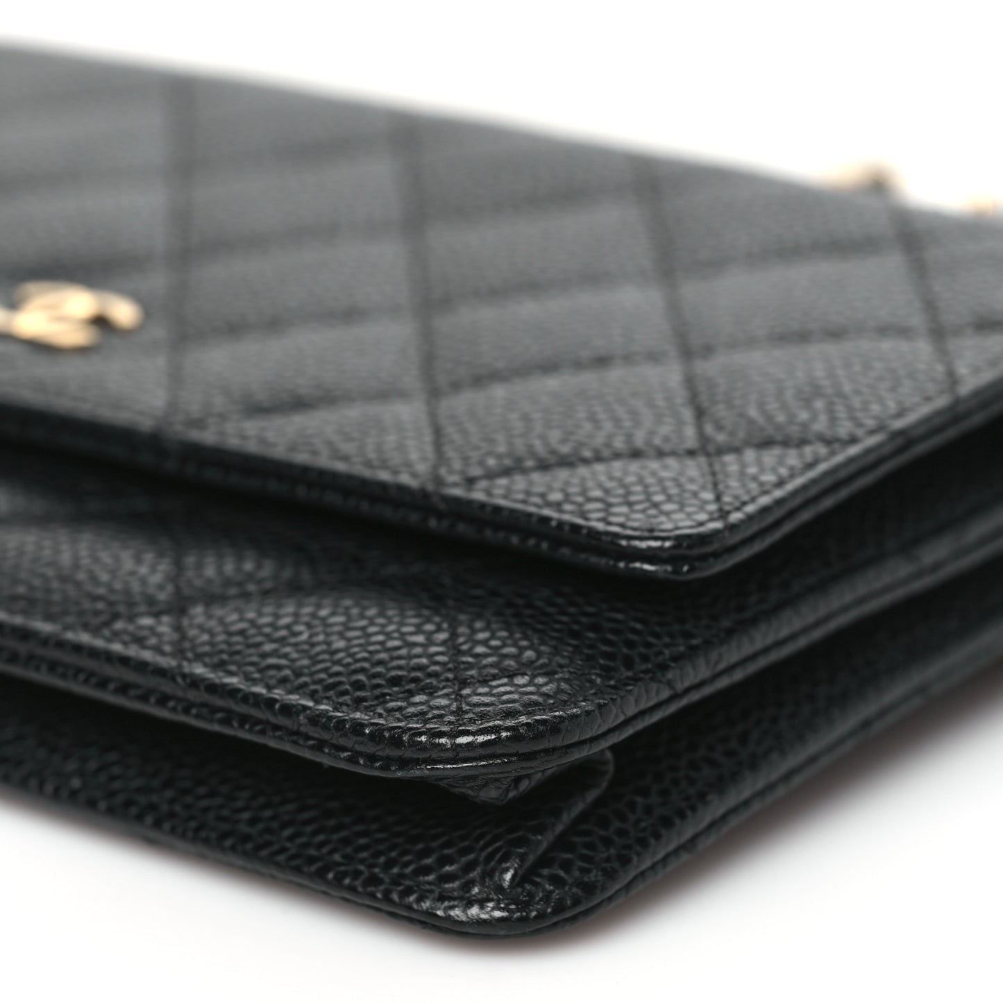 Caviar Quilted Wallet on Chain WOC Black