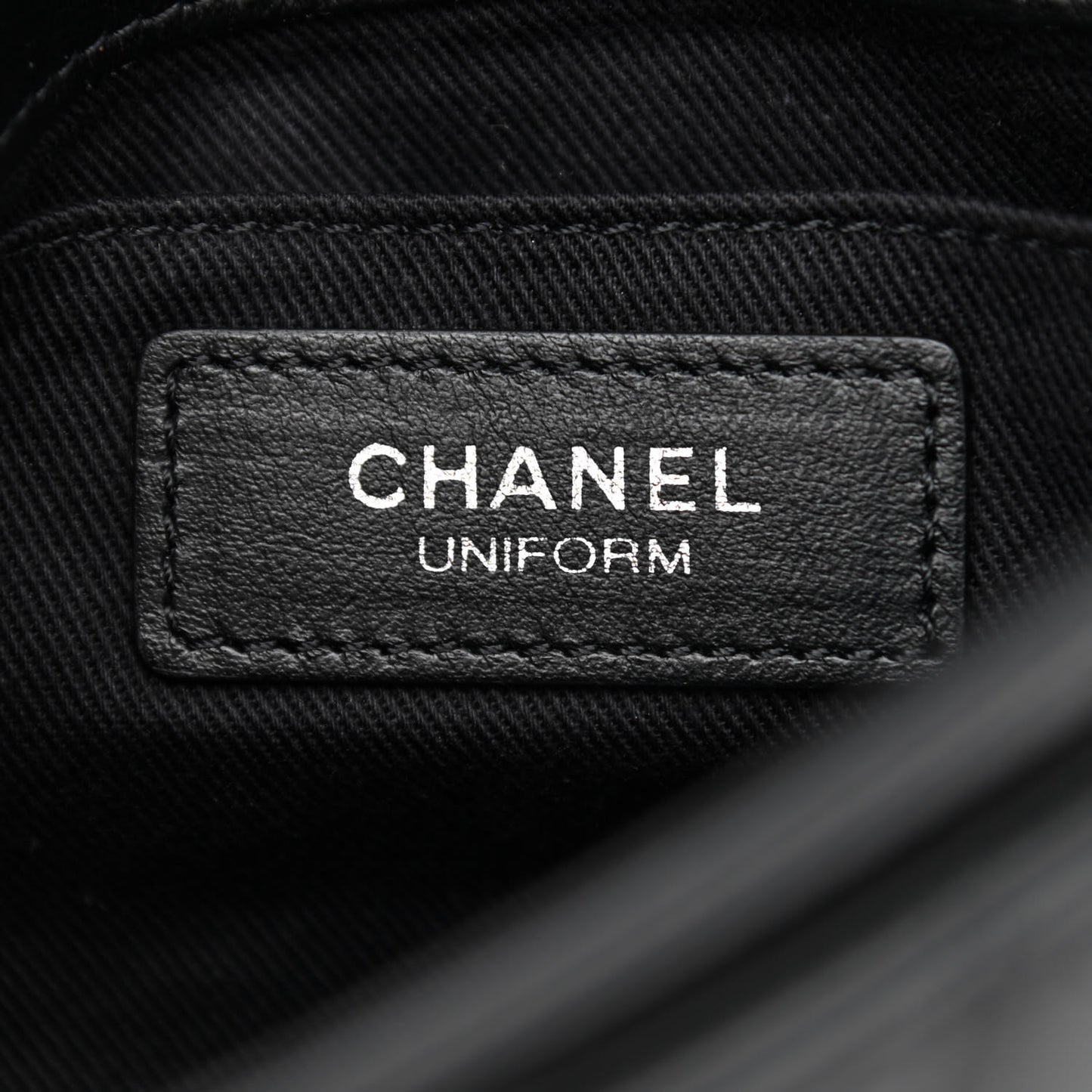 Calfskin Quilted CC Uniform Flap Belt Bag Black