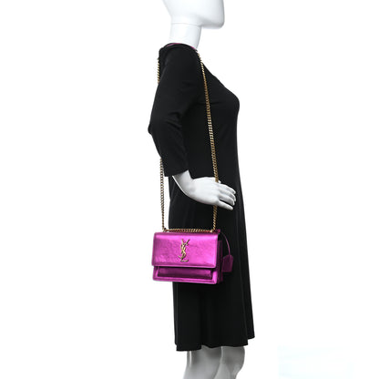 Saint Laurent Metallic Calfskin Small Monogram Sunset Fuchsia 2 of 10