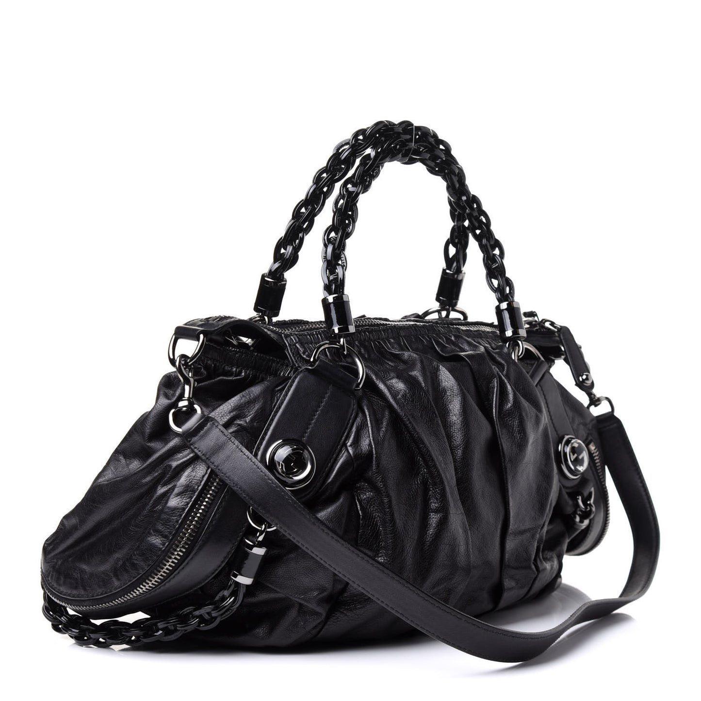 Calfskin Medium Galaxy Satchel Black