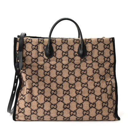 Gucci Covered Wool GG Monogram Large Tote Bag Beige Ebony 1 of 10