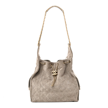Chanel Suede Quilted Medium Chanel 25 Handbag Grey 1 of 11