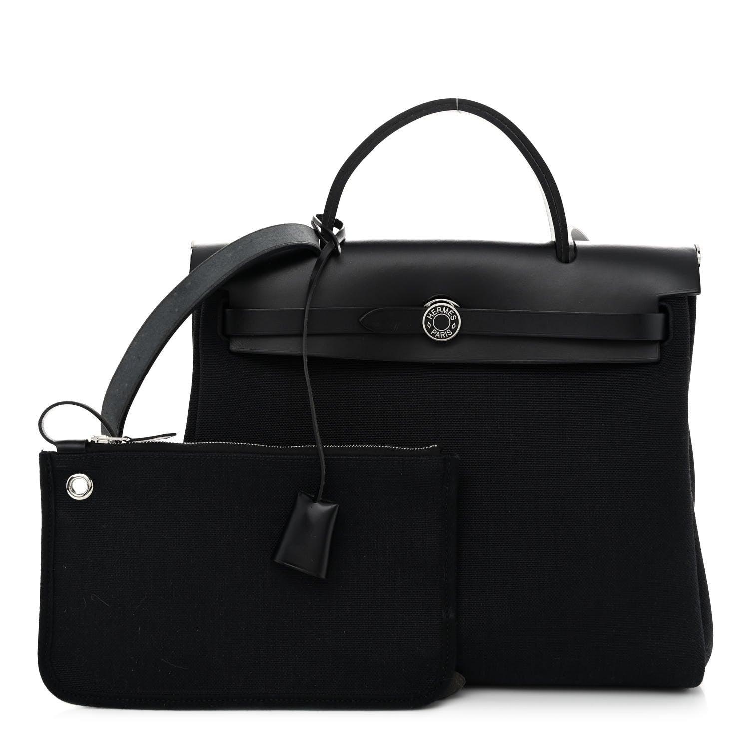 Hermes Military Toile Vache Hunter Herbag Zip Retourne 31 PM Black 1 of 12