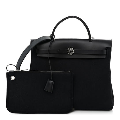 Hermes Military Toile Vache Hunter Herbag Zip Retourne 31 PM Black 1 of 12