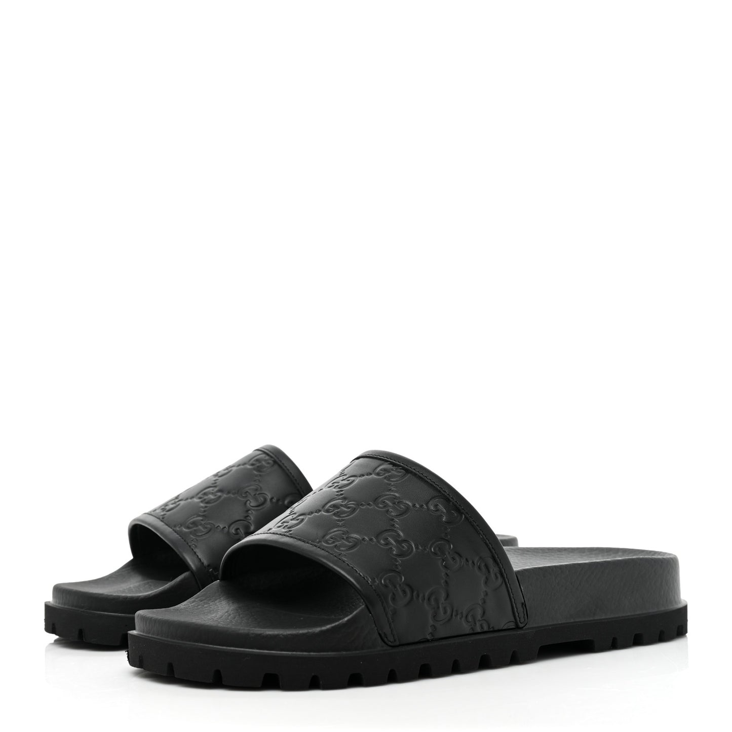 Guccissima Mens Lug Sole Slide Sandals 8 Black