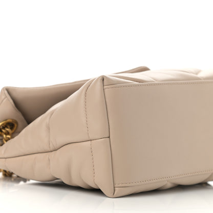 Saint Laurent Lambskin Quilted Small Loulou Puffer Monogram Chain Satchel Dark Beige 9 of 10
