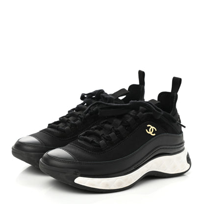 Chanel Velvet Calfskin Mixed Fibers CC Sneakers 37 Black 3 of 8