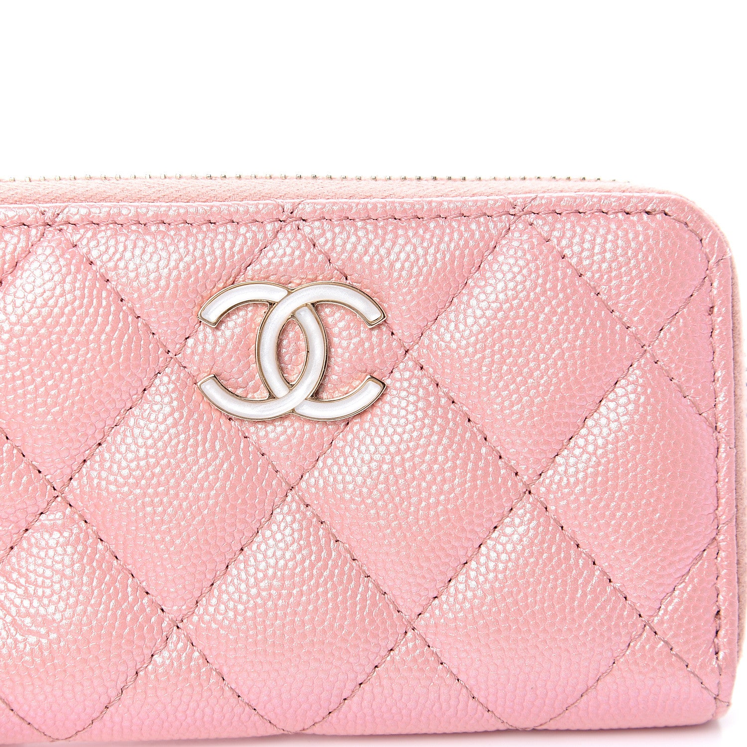 Chanel Iridescent Caviar Quilted Zipped Key Holder Case Rose Pink 7 of 8