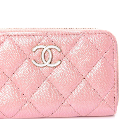 Chanel Iridescent Caviar Quilted Zipped Key Holder Case Rose Pink 7 of 8