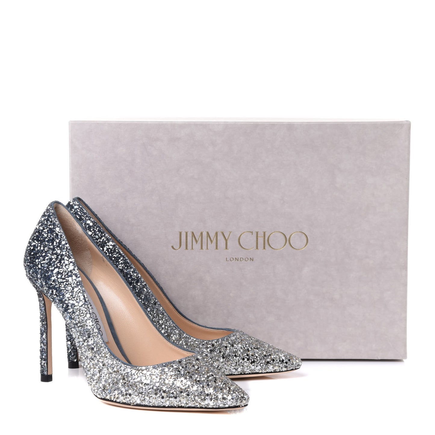 Coarse Glitter Degrade Pointy Toe Romy 100 Pumps 36.5 Silver Dusk Blue
