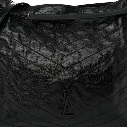 Saint Laurent Crinkled Calfskin Matelasse Monogram Large Niki Shopper Tote Black 8 of 12