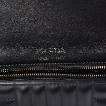 Prada Soft Calfskin Impunture Diagramme Medium Chain Flap Shoulder Bag Black 6 of 6