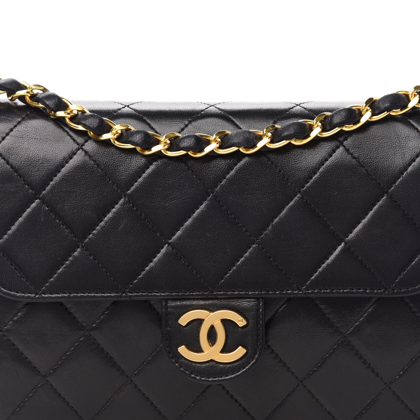 Lambskin Quilted Mini Square Flap Bag Black