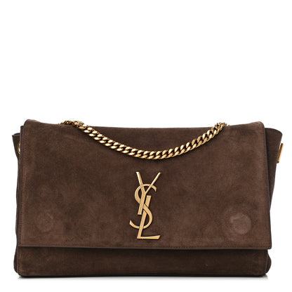 Saint Laurent Smooth Calfskin Suede Medium Reversible Monogram Kate Satchel Military Brown 2 of 10