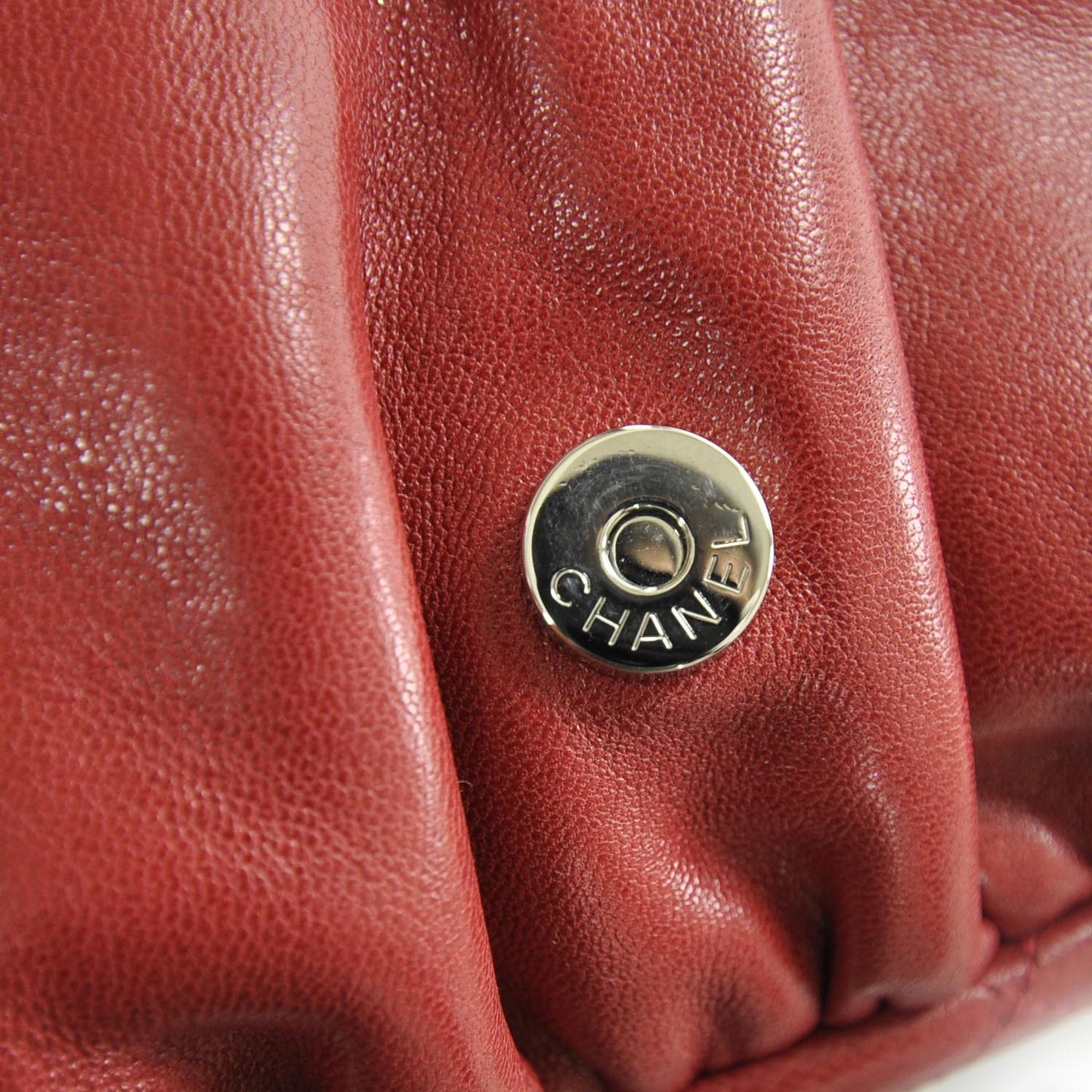 Lambskin Half Moon Wallet On Chain Red