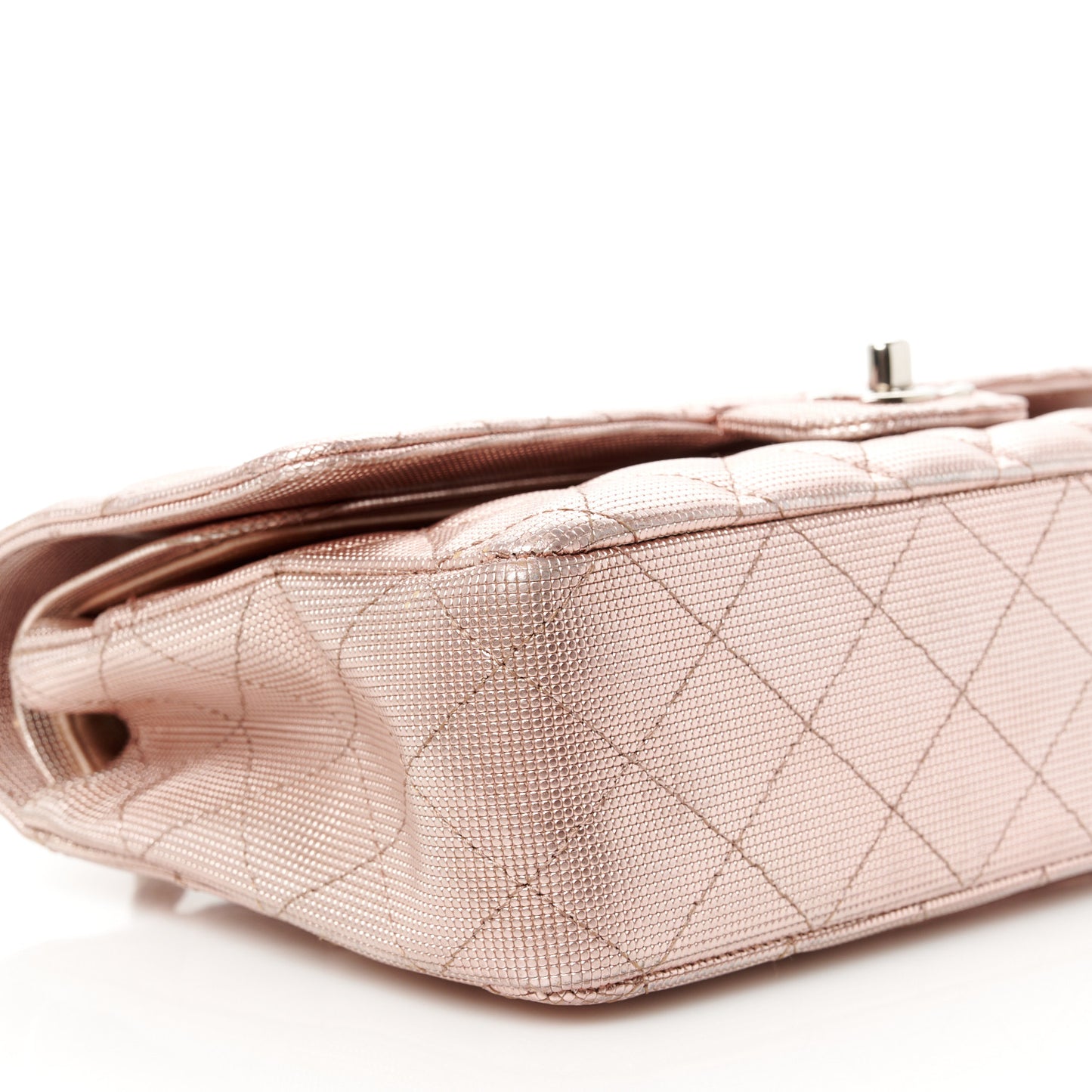 Metallic Calfskin Pixel Effect Medium Double Flap Pinky Gold