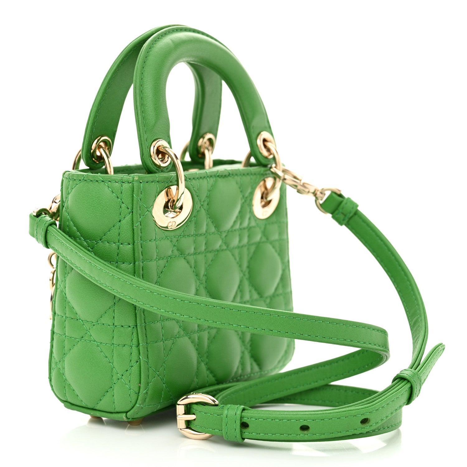 Christian Dior Lambskin Cannage Micro Lady Dior Green 3 of 13