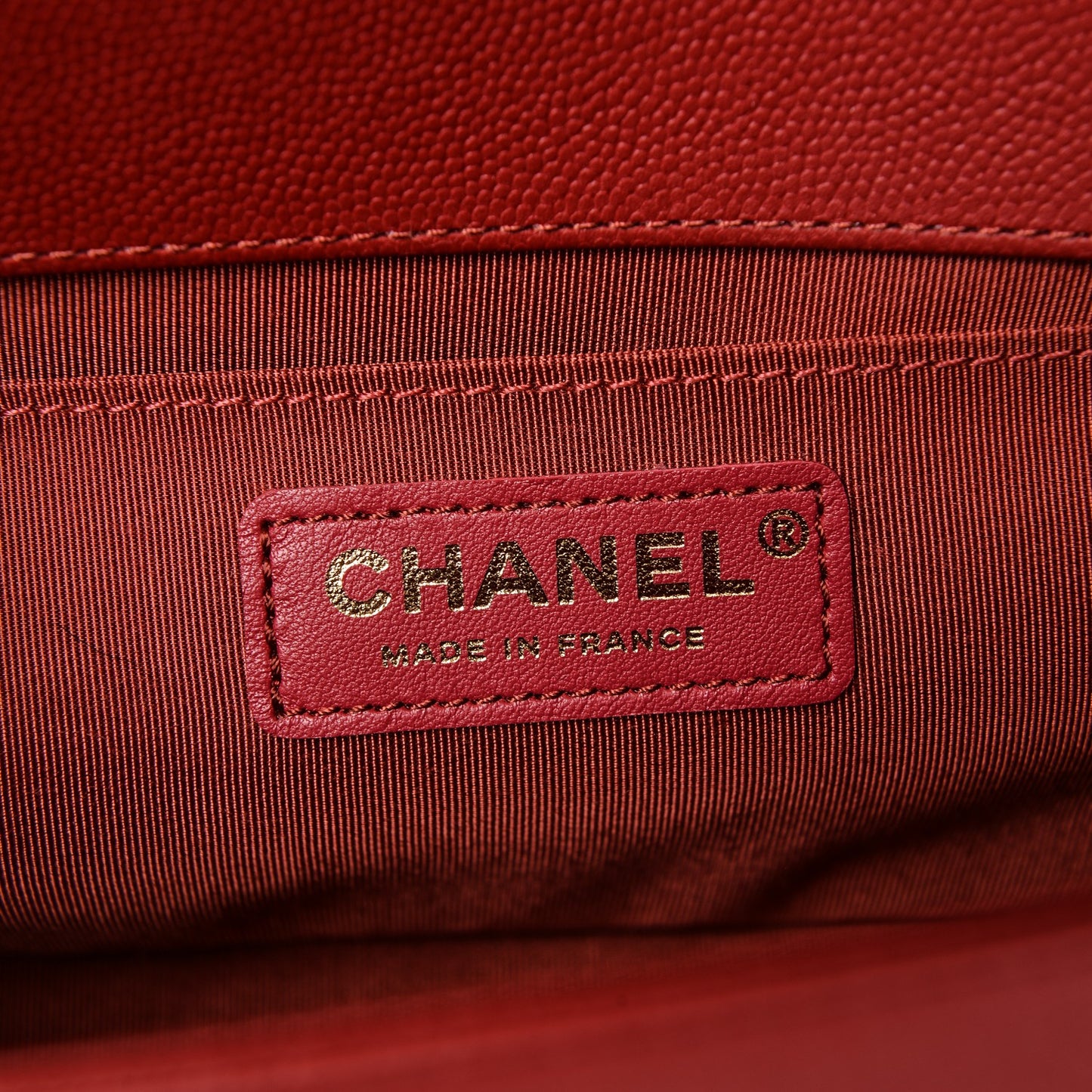 Caviar Medium Boy Flap Dark Red