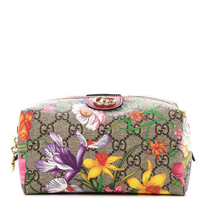 Gucci Soft GG Supreme Monogram Flora Calfskin Medium Ophidia Cosmetic Case Beige Ebony Multicolor Rosso 1 of 8