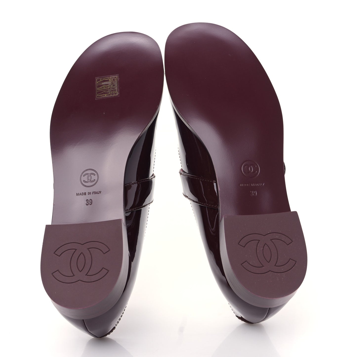Patent Calfskin Mary Janes Flats 39 Burgundy