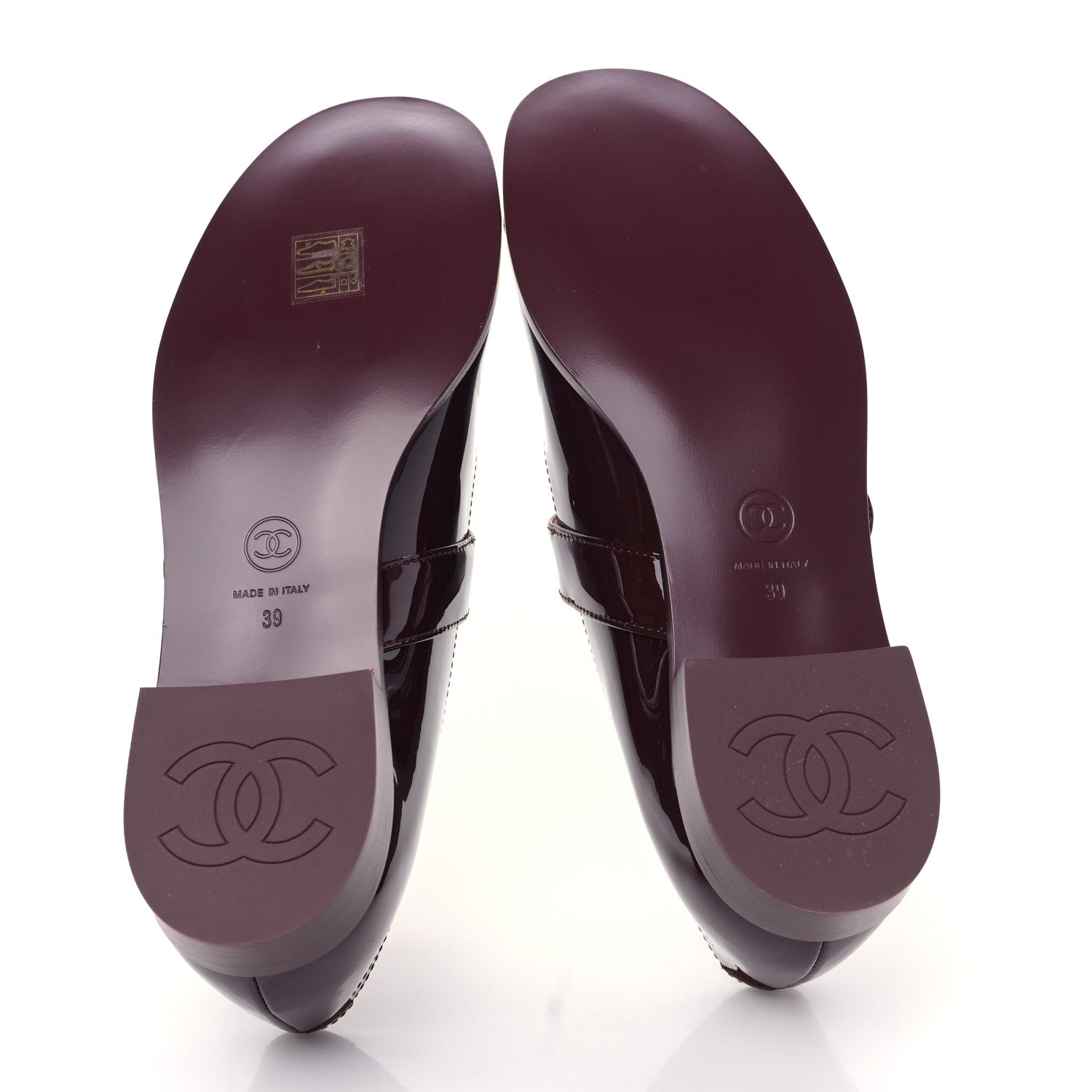 Chanel Patent Calfskin Mary Janes Flats 39 Burgundy 5 of 9
