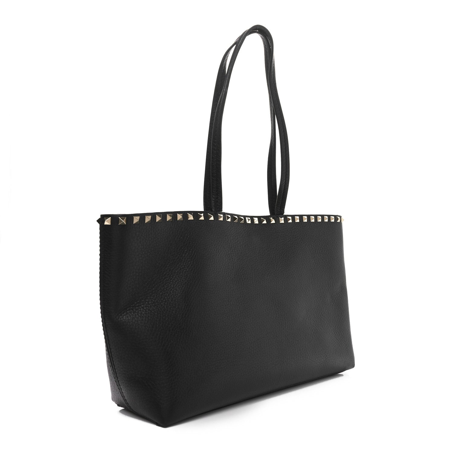 Valentino Garavani Grained Calfskin Small Rockstud Shoulder Tote Black 3 of 9