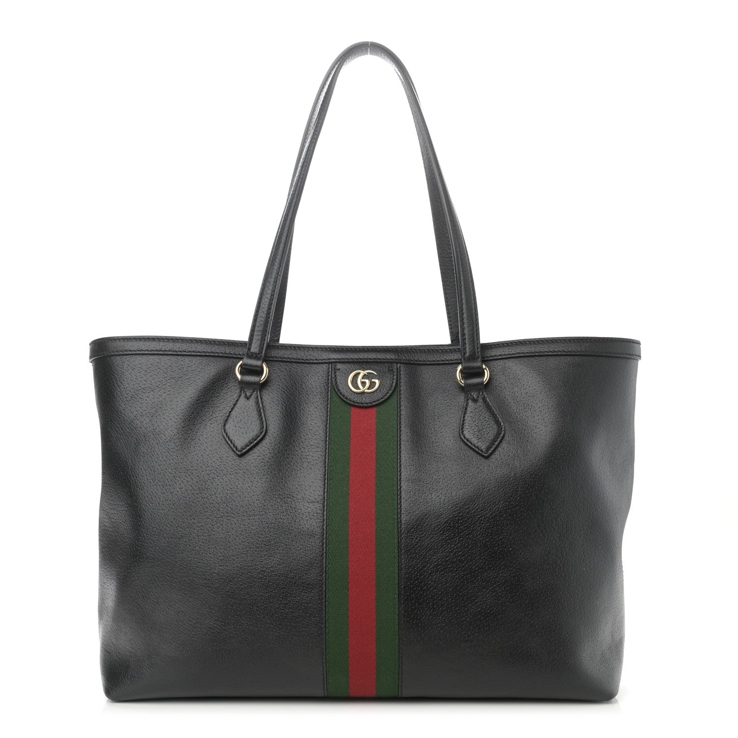 Gucci Textured Calfskin Web Medium Ophidia Shopping Tote Black 1 of 14