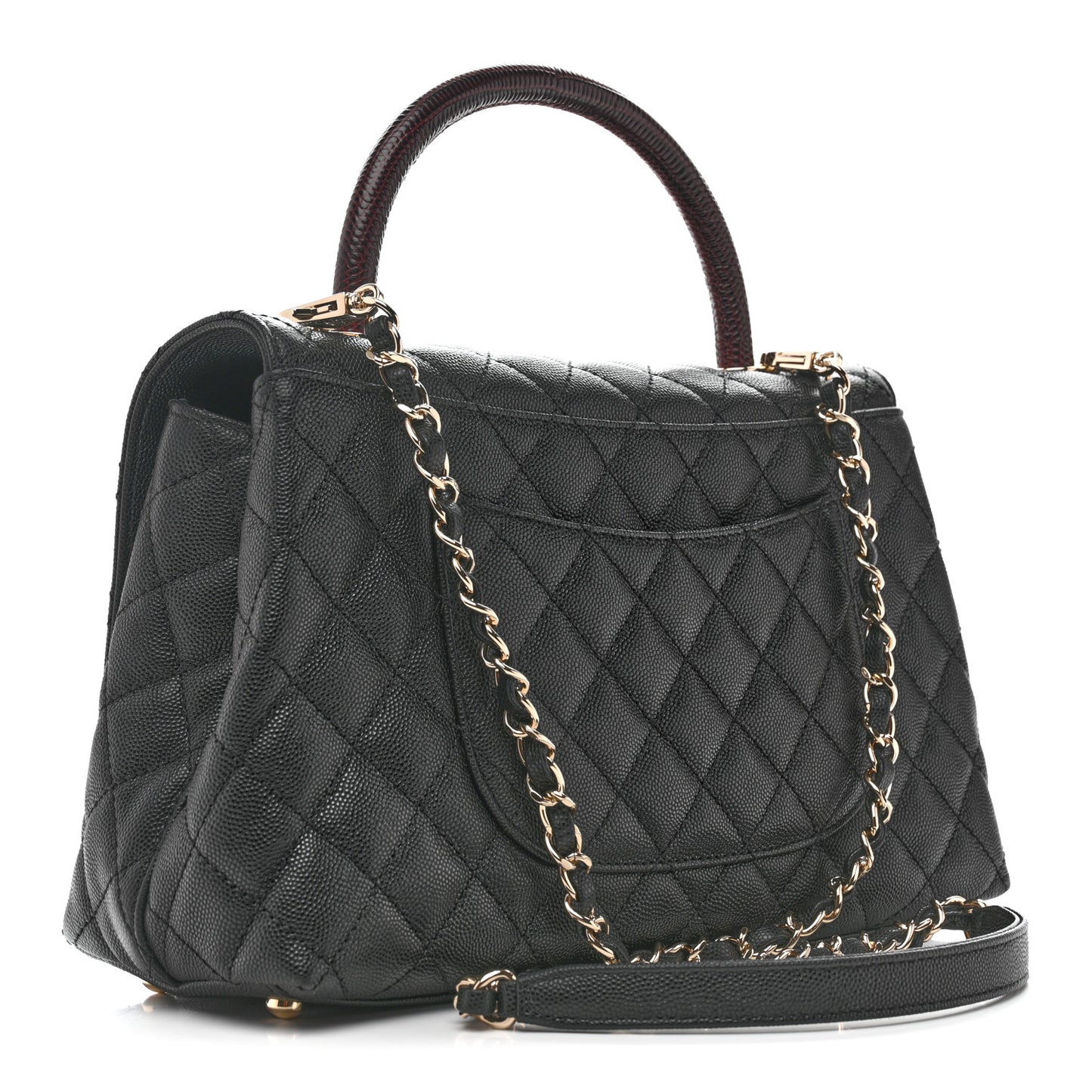 Caviar Quilted Small Coco Handle Flap Black